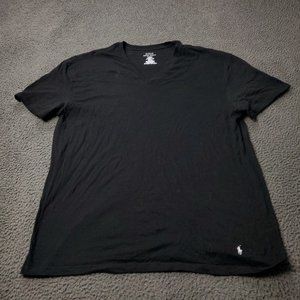 Polo Ralph Lauren V Neck T Shirt Cotton Short Sleeve Black Mens XL